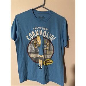 Beavis and Butt-Head Unisex T-Shirt‎ Medium Blue Short Sleeve Graphic Tee MTV